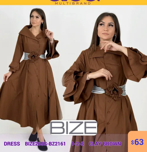 Платье BIZE (Коричневый, модель BIZE26SS-BZ2161) оптом