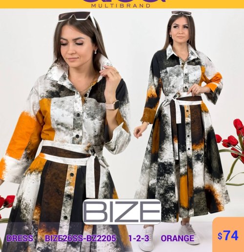Платье BIZE (Оранжевый, модель BIZE26SS-BZ2205) оптом