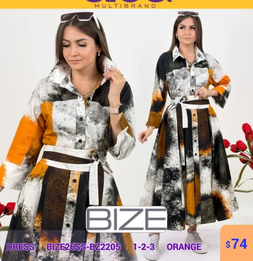 Платье BIZE (Оранжевый, модель BIZE26SS-BZ2205) оптом