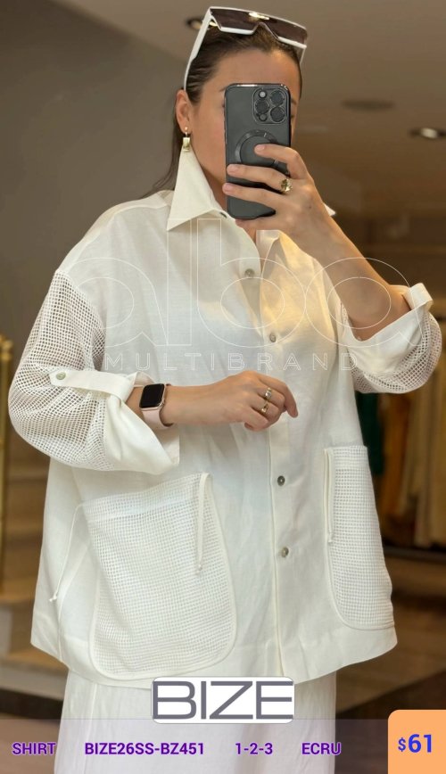 Рубашка BIZE (Кремовый, модель BIZE26SS-BZ451) оптом