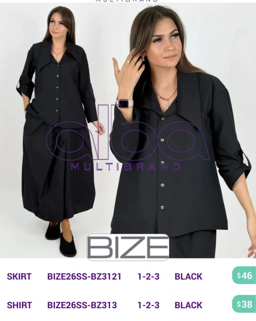 Рубашка BIZE (Черный, модель BIZE26SS-BZ313) оптом
