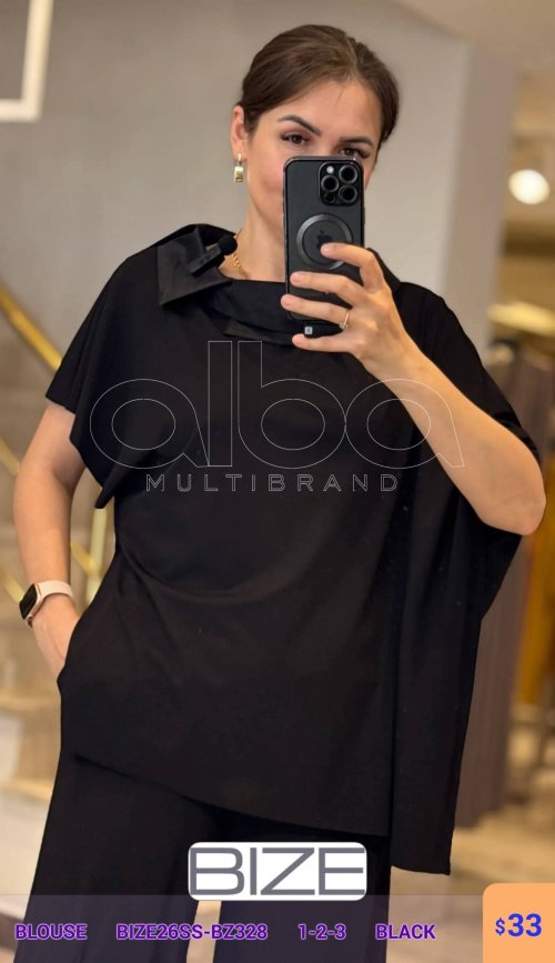 Блузка BIZE (Черный, модель BIZE26SS-BZ328) оптом