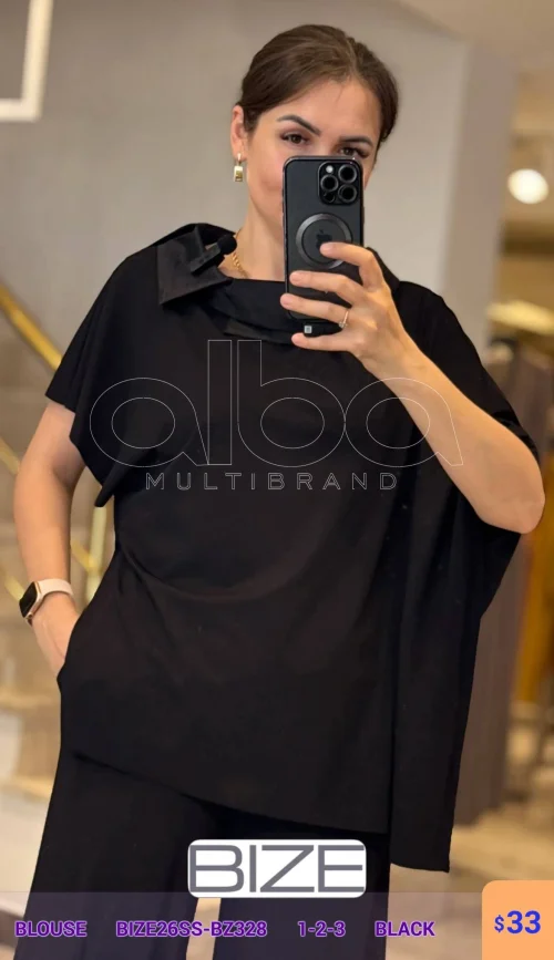 Блузка BIZE (Черный, модель BIZE26SS-BZ328) оптом