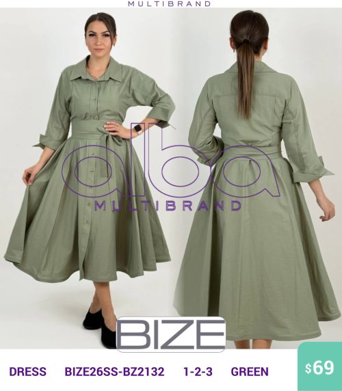 Платье BIZE (Зеленый, модель BIZE26SS-BZ2132) оптом