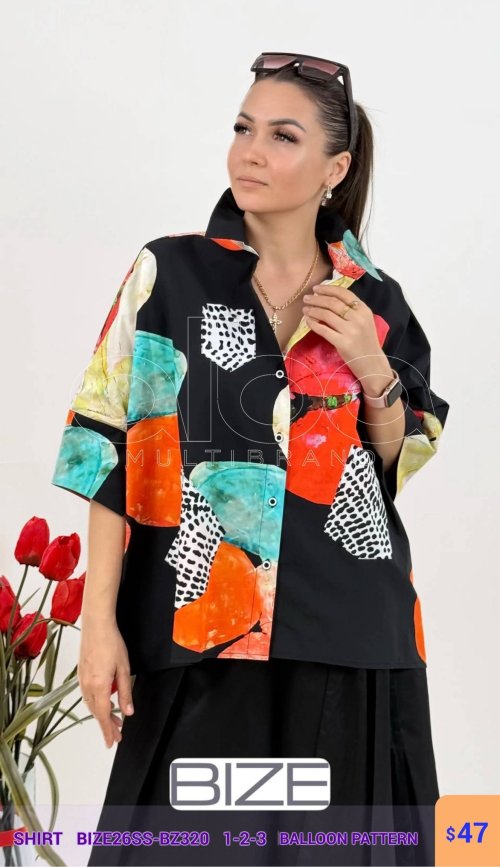 Рубашка BIZE (BALLOON PATTERN, модель BIZE26SS-BZ320) оптом