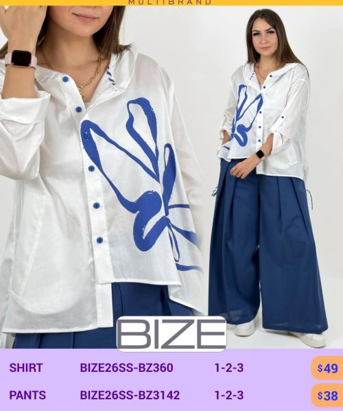 Рубашка BIZE (модель BIZE26SS-BZ360) оптом
