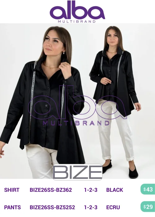 Рубашка BIZE (Черный, модель BIZE26SS-BZ362) оптом