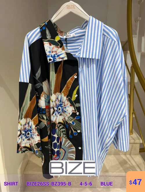 Рубашка BIZE (Синий, модель BIZE26SS-BZ395-B) оптом