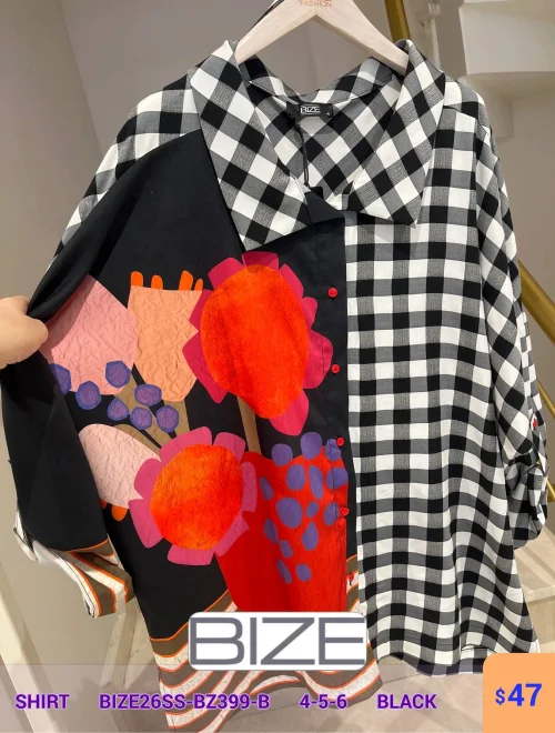 Рубашка BIZE (Черный, модель BIZE26SS-BZ399-B) оптом