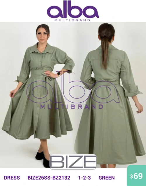 Платье BIZE (Зеленый, модель BIZE26SS-BZ2132) оптом