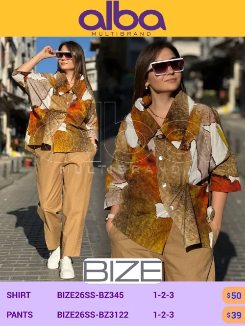 Брюки, BIZE, Бежевый, модель BIZE26SS-BZ3122, женская одежда оптом из Турции, Лалели