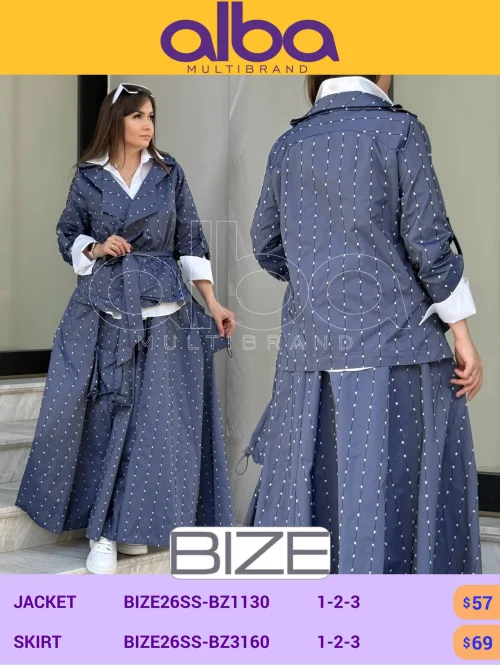 Юбка, BIZE, Темно-синий, модель BIZE26SS-BZ3160, женская одежда оптом из Турции, Лалели