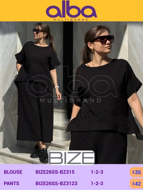 Брюки, BIZE, Черный, модель BIZE26SS-BZ3123, женская одежда оптом из Турции, Лалели