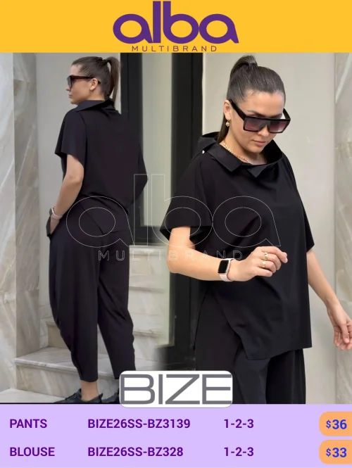 Блузка, BIZE, Черный, модель BIZE26SS-BZ328, женская одежда оптом из Турции, Лалели