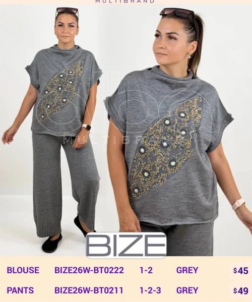 Блузка BIZE (Gray, модель BIZE26W-BT0222) оптом
