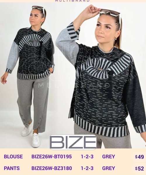 Брюки BIZE (Серый, модель BIZE26W-BZ3180) оптом