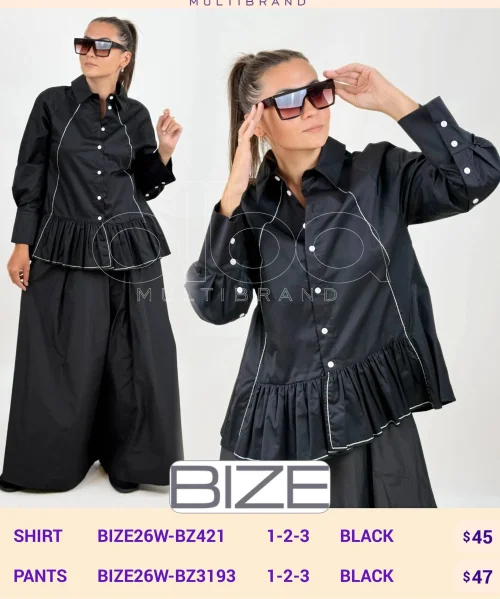 Рубашка BIZE (Черный, модель BIZE26W-BZ421) оптом
