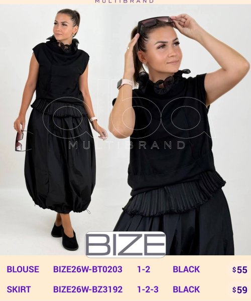 Блузка BIZE (Черный, модель BIZE26W-BT0203) оптом