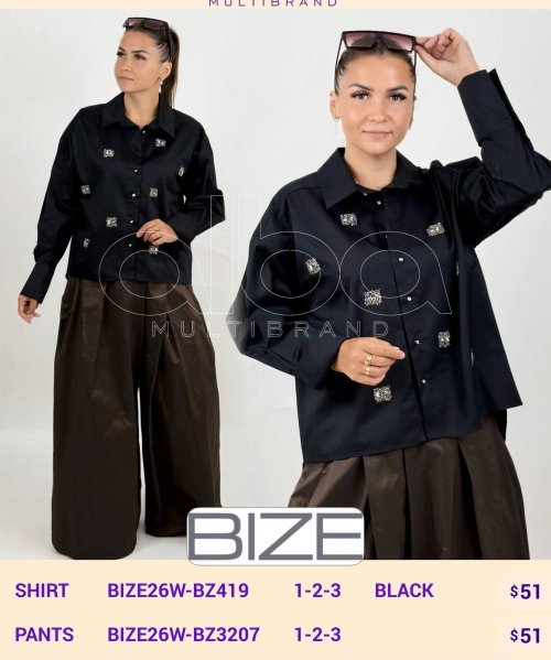 Рубашка BIZE (Черный, модель BIZE26W-BZ419) оптом