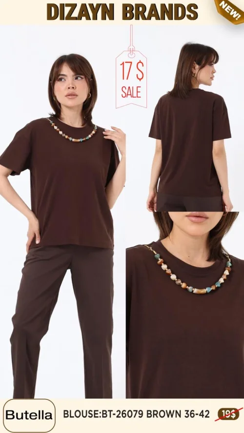 Блузка Butella (Коричневый, модель BT-26079) оптом