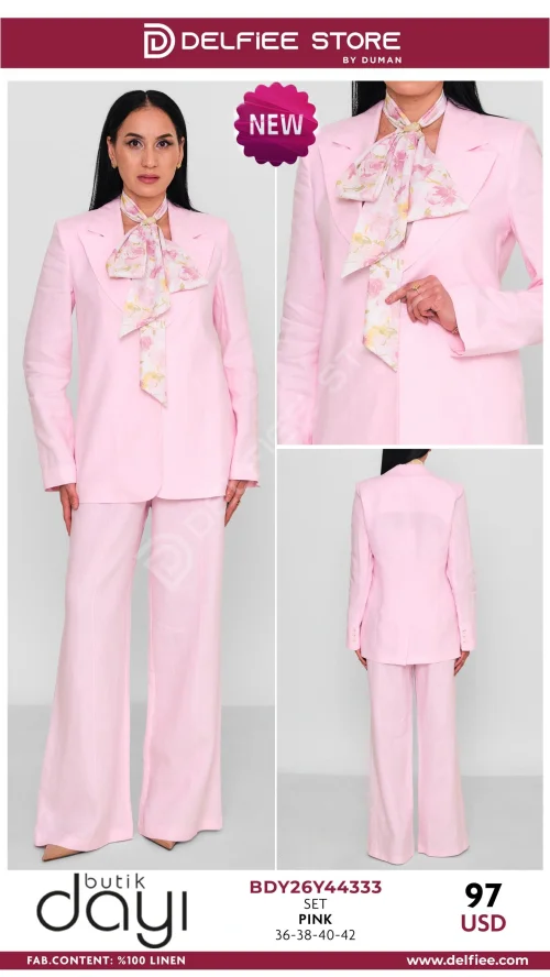 Комплект, BUTIK DAYI, Розовый, модель BDY26Y44333, женская одежда оптом из Турции, Лалели