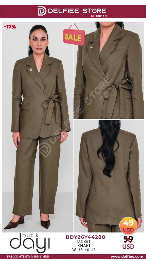 Жакет, BUTIK DAYI, Оливковый, модель BDY26Y44288, женская одежда оптом из Турции, Лалели