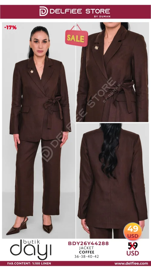 Жакет, BUTIK DAYI, Коричневый, модель BDY26Y44288, женская одежда оптом из Турции, Лалели