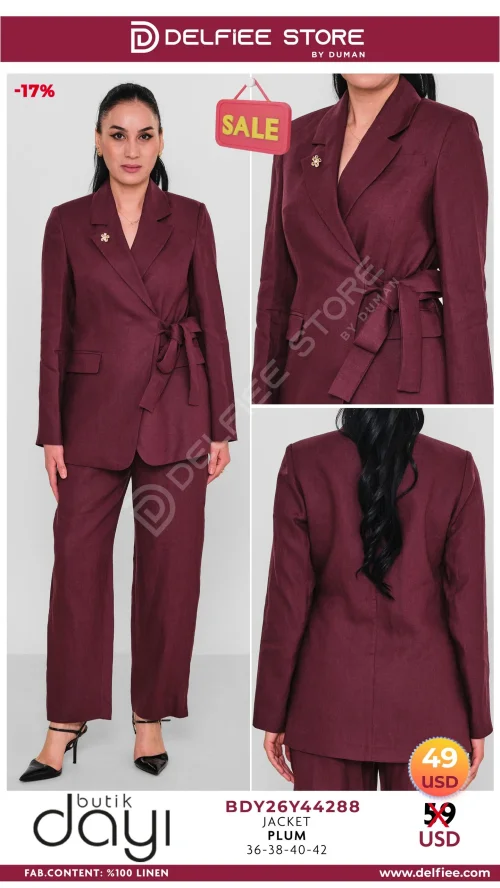 Жакет, BUTIK DAYI, Бордовый, модель BDY26Y44288, женская одежда оптом из Турции, Лалели