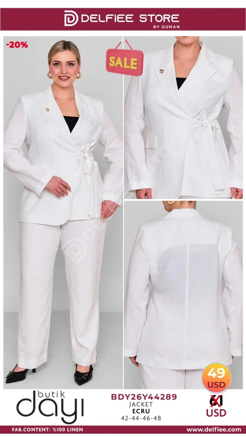 Жакет, BUTIK DAYI, Белый, модель BDY26Y44289, женская одежда оптом из Турции, Лалели