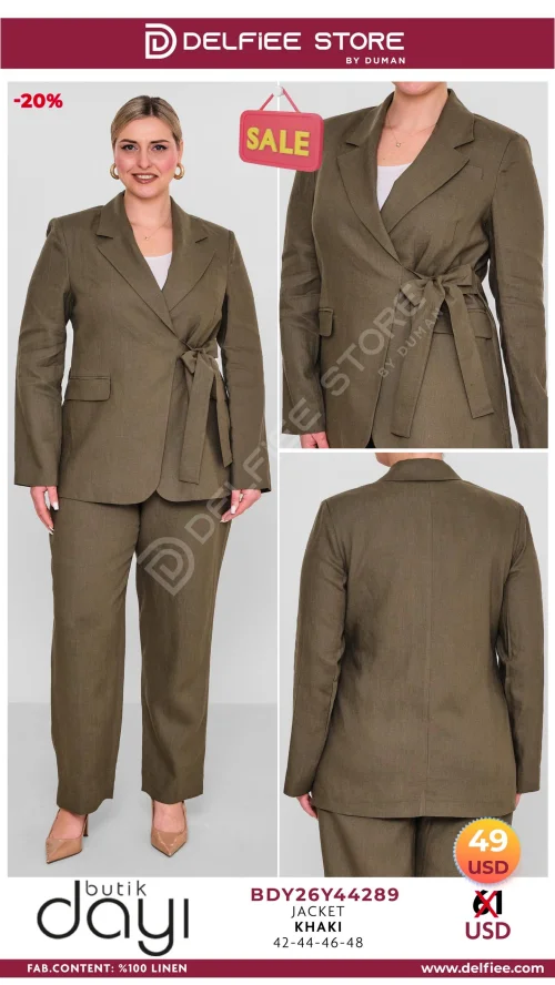 Жакет, BUTIK DAYI, Оливковый, модель BDY26Y44289, женская одежда оптом из Турции, Лалели