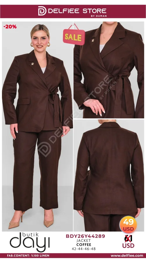 Жакет, BUTIK DAYI, Коричневый, модель BDY26Y44289, женская одежда оптом из Турции, Лалели