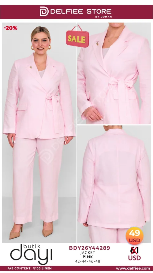 Жакет, BUTIK DAYI, Розовый, модель BDY26Y44289, женская одежда оптом из Турции, Лалели