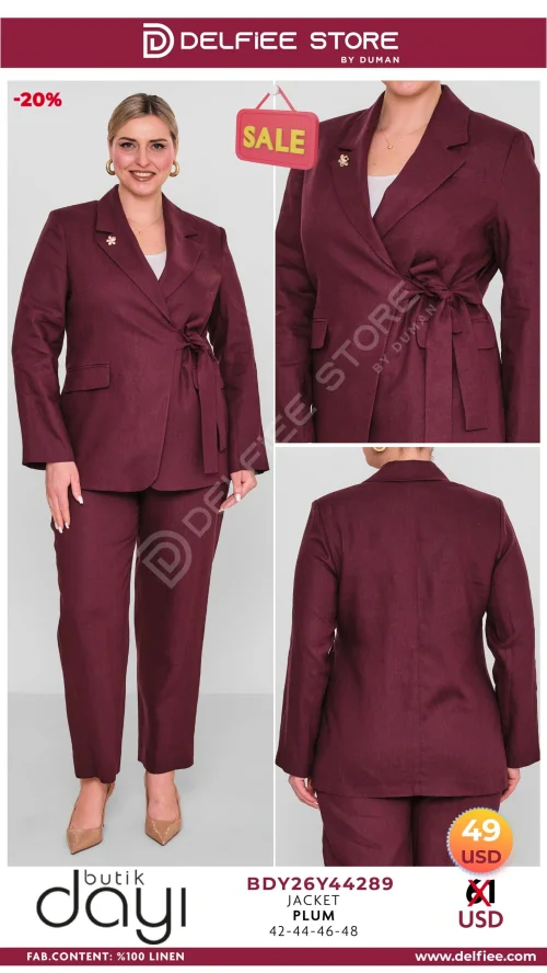Жакет, BUTIK DAYI, Бордовый, модель BDY26Y44289, женская одежда оптом из Турции, Лалели