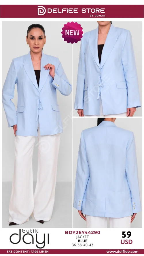 Жакет, BUTIK DAYI, Синий, модель BDY26Y44290, женская одежда оптом из Турции, Лалели