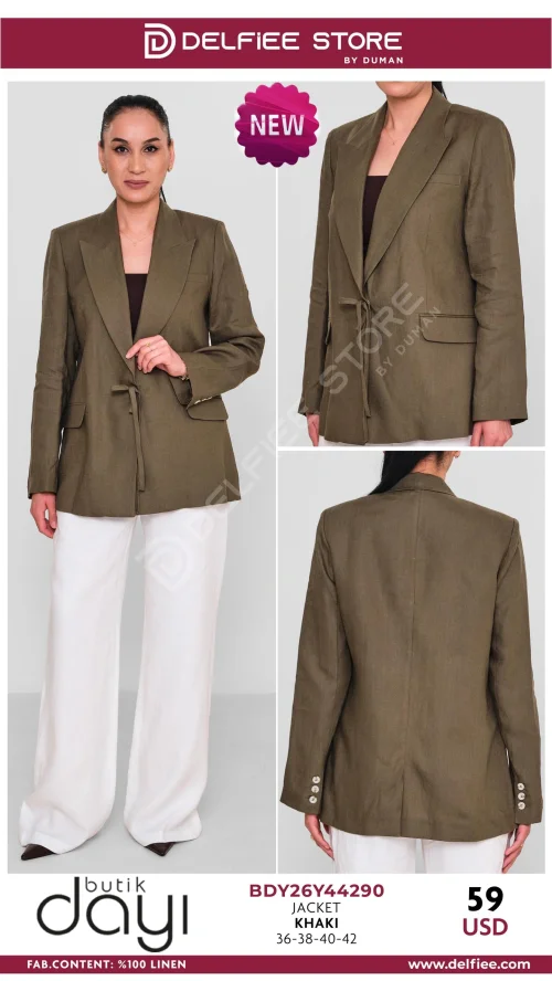 Жакет, BUTIK DAYI, Оливковый, модель BDY26Y44290, женская одежда оптом из Турции, Лалели