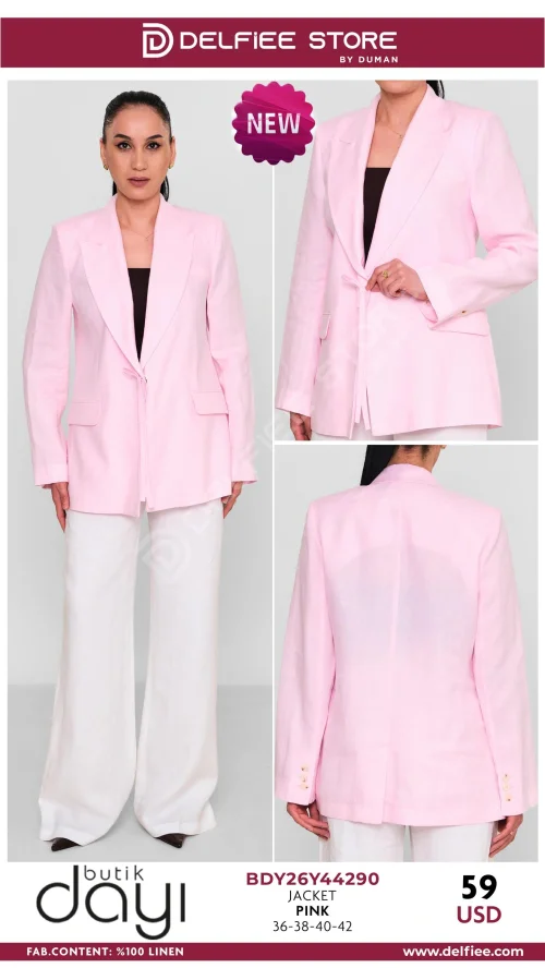 Жакет, BUTIK DAYI, Розовый, модель BDY26Y44290, женская одежда оптом из Турции, Лалели