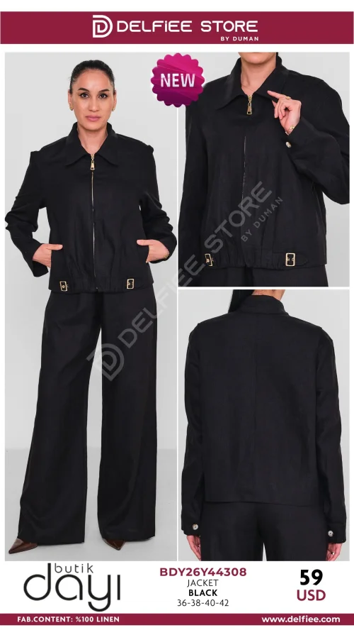 Жакет, BUTIK DAYI, Черный, модель BDY26Y44308, женская одежда оптом из Турции, Лалели
