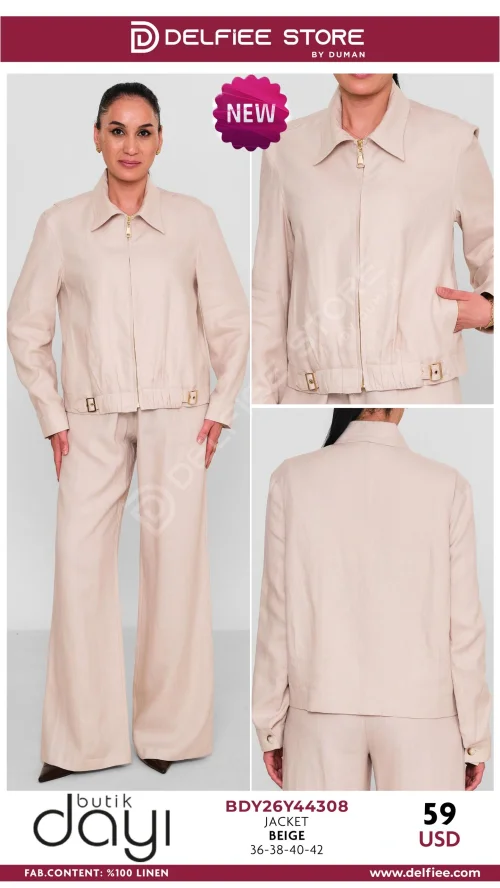 Жакет, BUTIK DAYI, Бежевый, модель BDY26Y44308, женская одежда оптом из Турции, Лалели