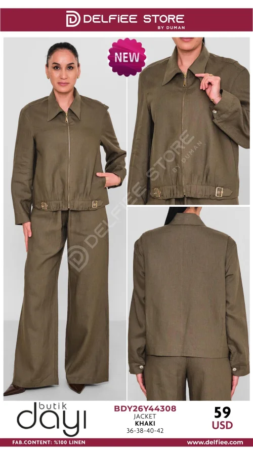 Жакет, BUTIK DAYI, Оливковый, модель BDY26Y44308, женская одежда оптом из Турции, Лалели