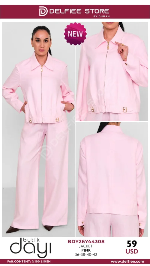 Жакет, BUTIK DAYI, Розовый, модель BDY26Y44308, женская одежда оптом из Турции, Лалели