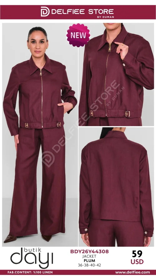 Жакет, BUTIK DAYI, Бордовый, модель BDY26Y44308, женская одежда оптом из Турции, Лалели