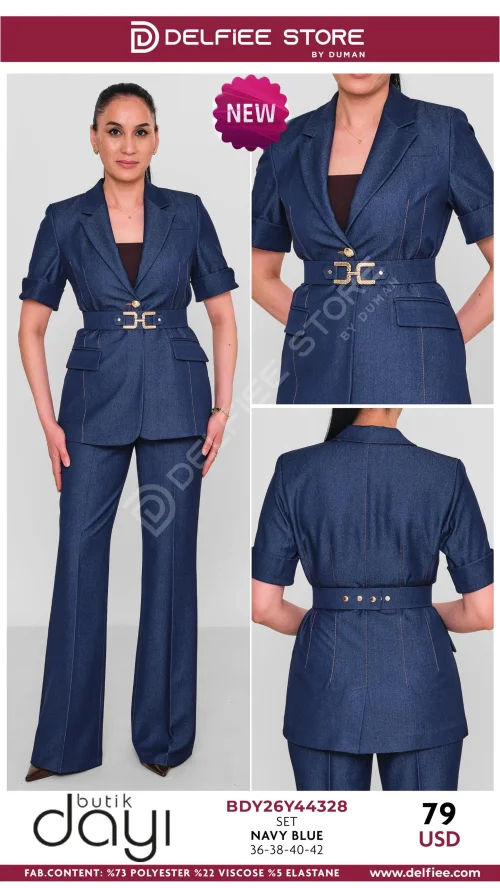 Комплект, BUTIK DAYI, Темно-синий, модель BDY26Y44328, женская одежда оптом из Турции, Лалели