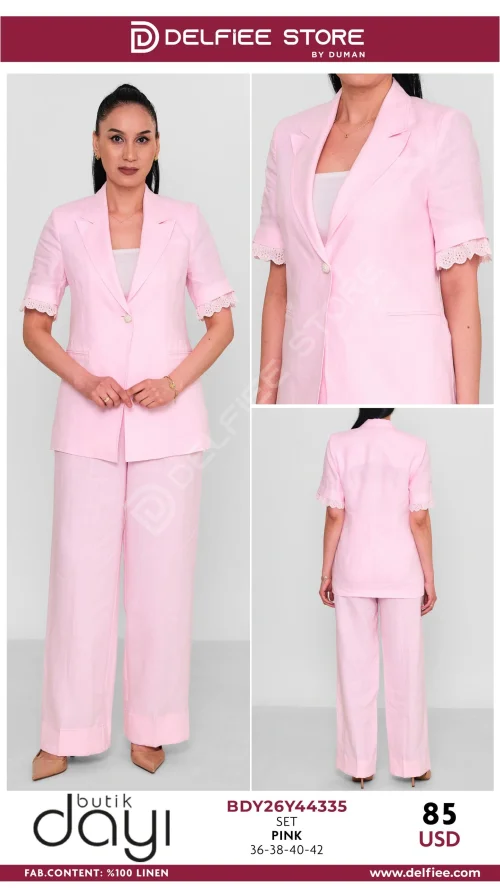 Комплект, BUTIK DAYI, Розовый, модель BDY26Y44335, женская одежда оптом из Турции, Лалели