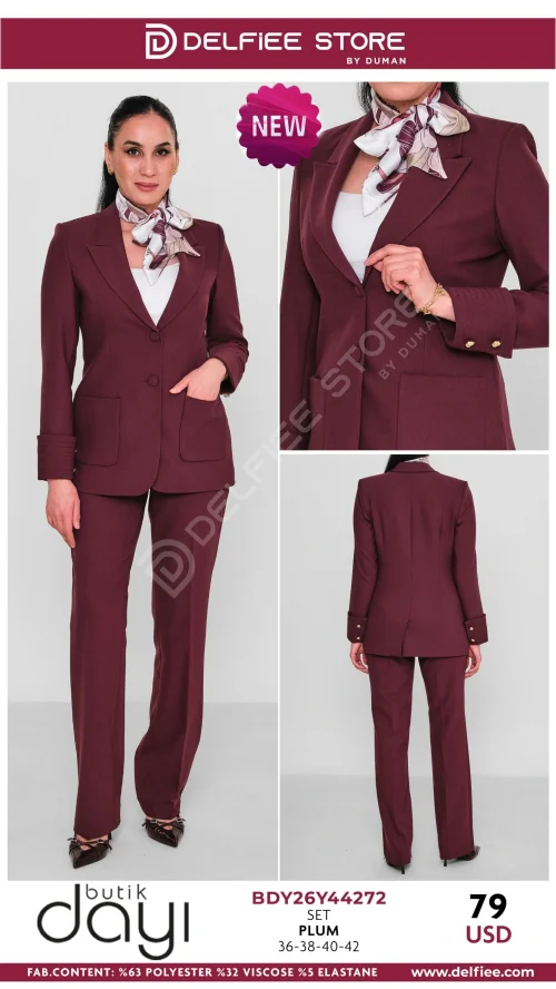 Комплект, BUTIK DAYI, Сливовый, модель BDY26Y44272, женская одежда оптом из Турции, Лалели