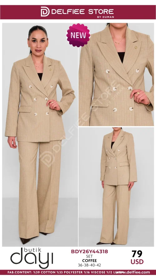 Комплект, BUTIK DAYI, Коричневый, модель BDY26Y44318, женская одежда оптом из Турции, Лалели