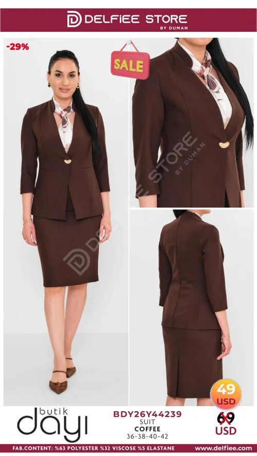 Комплект, BUTIK DAYI, Коричневый, модель BDY2644239, женская одежда оптом из Турции, Лалели