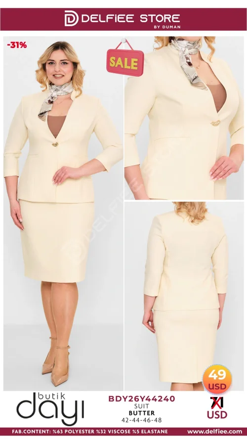 Комплект, BUTIK DAYI, Желтый, модель BDY26Y42440, женская одежда оптом из Турции, Лалели