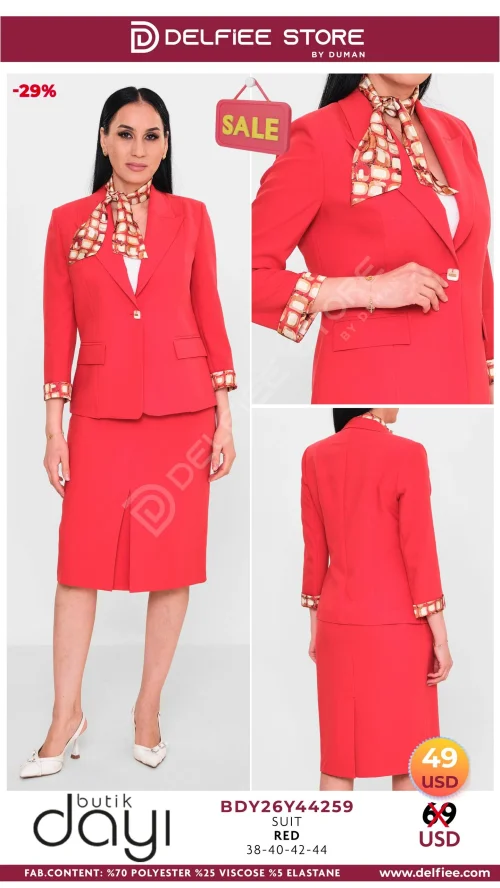 Комплект, BUTIK DAYI, Красный, модель BDY26Y4259, женская одежда оптом из Турции, Лалели
