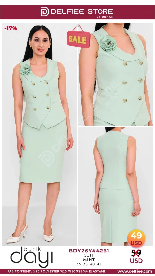 Комплект, BUTIK DAYI, Мятный, модель BDY2644261, женская одежда оптом из Турции, Лалели