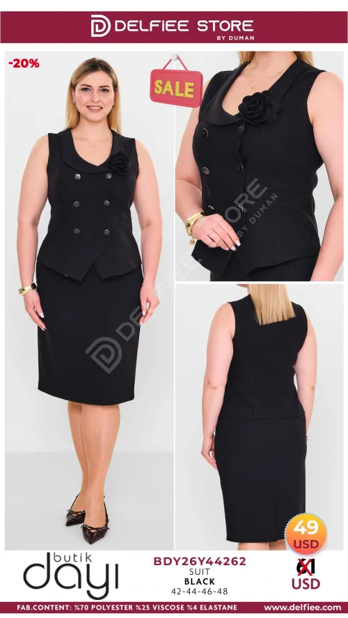 Комплект, BUTIK DAYI, Черный, модель BDY26Y44262, женская одежда оптом из Турции, Лалели